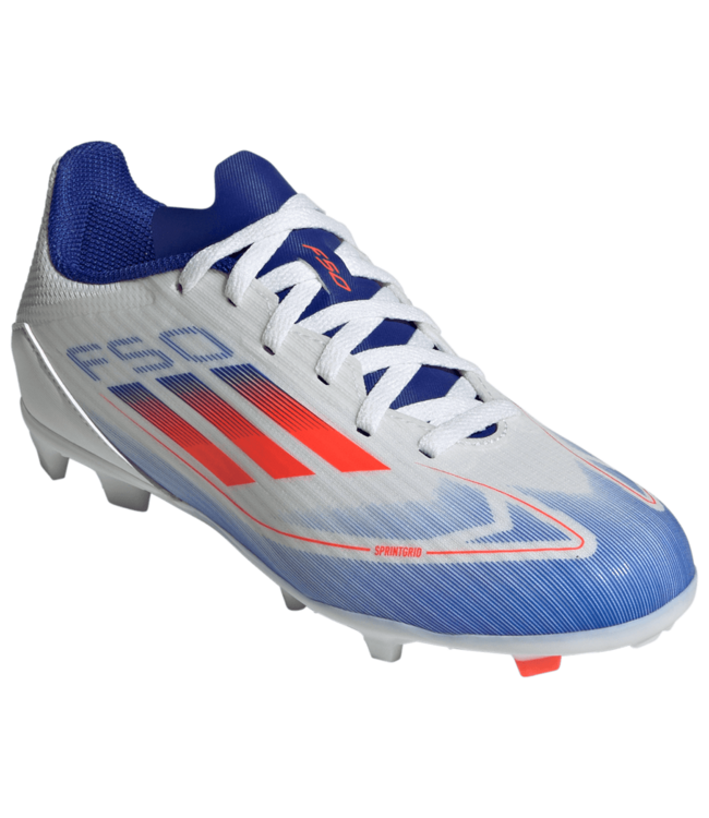adidas adidas Jr F50 League FG Soccer Shoes - Cloud White/Solar Red/Lucid Blue