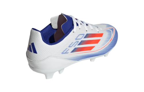 adidas Jr F50 League FG Soccer Shoes - Cloud White/Solar Red/Lucid Blue
