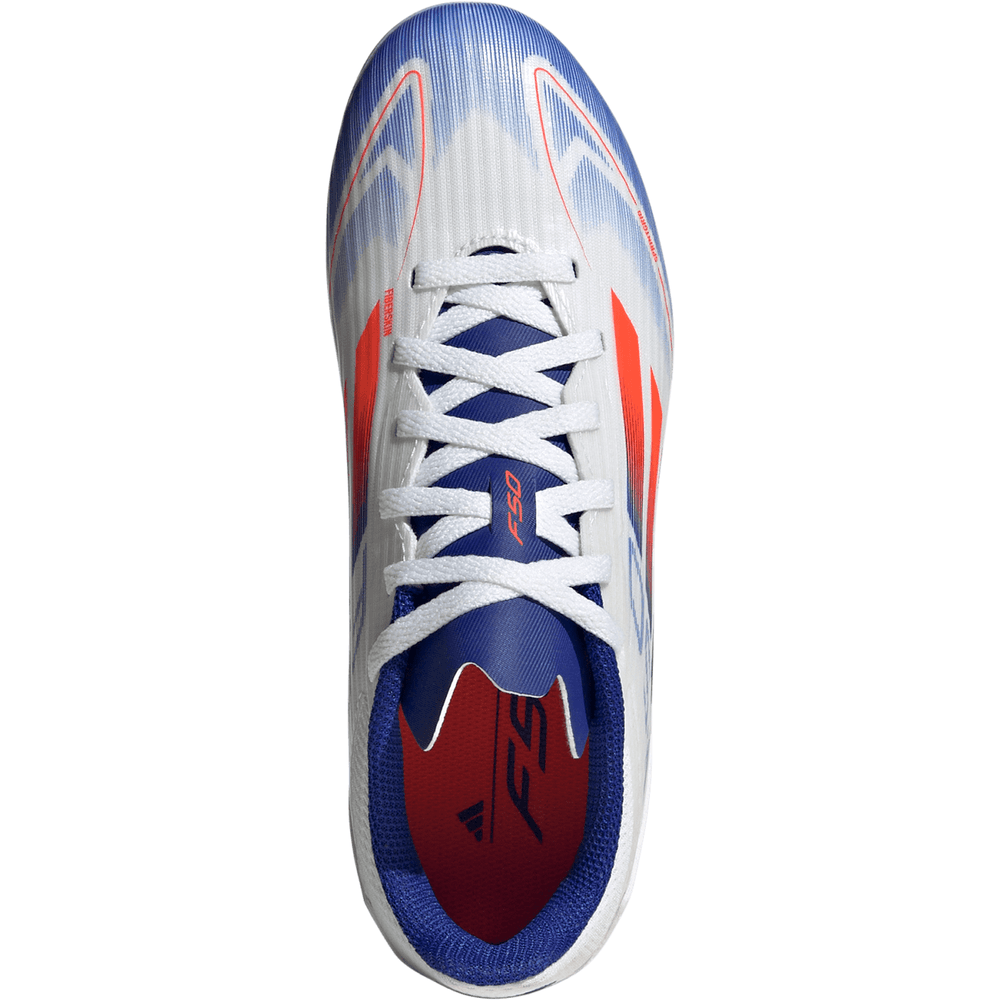 adidas Jr F50 League FG Soccer Shoes - Cloud White/Solar Red/Lucid Blue