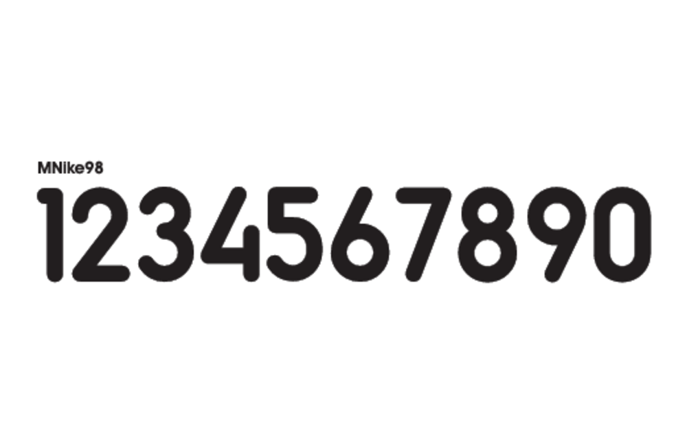 Custom Number MNike98 Fonts - White