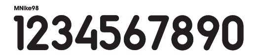 Custom Number MNike98 Fonts - White