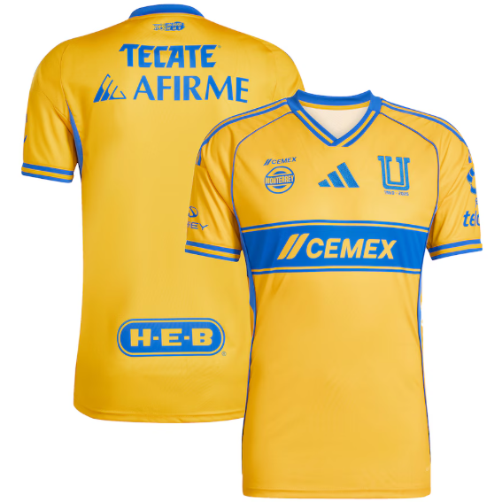 adidas UANL Tigres 2025 - 26 Home Jersey - Collegiate Gold/Blue