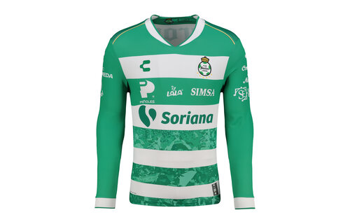 Charly Santos Laguna 2025-26 Long Sleeve Home Jersey - Green/White