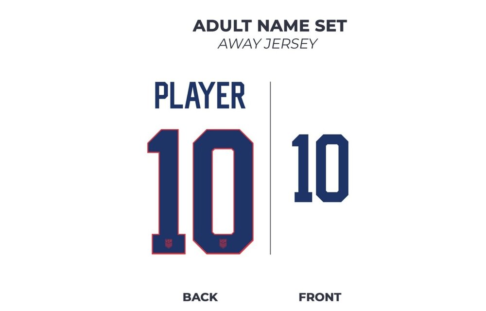 United States USWNT USMNT 2025 Home and Away Official Namesets ( Name and Number)