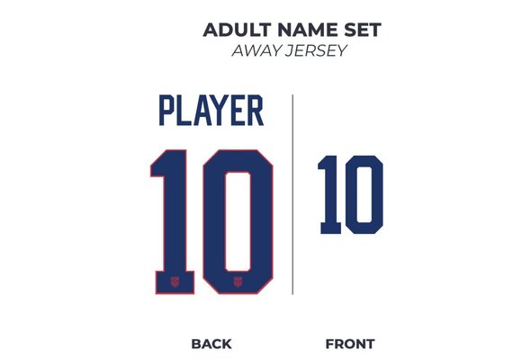 United States USWNT USMNT 2025 Home and Away Official Namesets ( Name and Number)