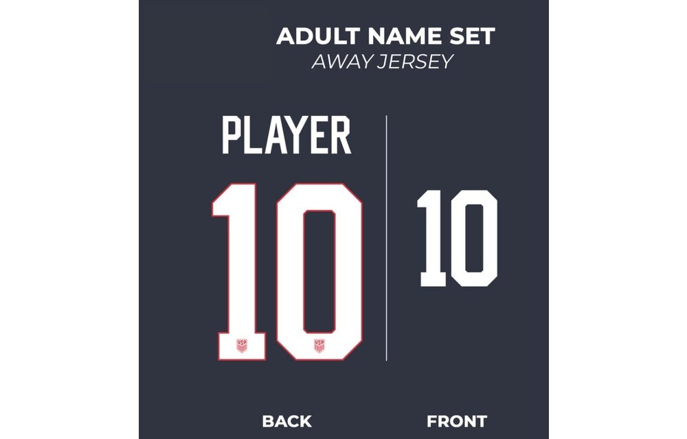United States USWNT USMNT 2025 Home and Away Official Namesets ( Name and Number)