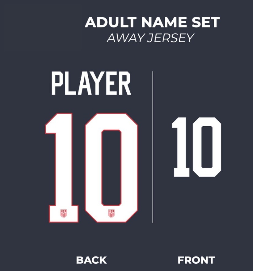 United States USWNT USMNT 2025 Home and Away Official Namesets ( Name and Number)