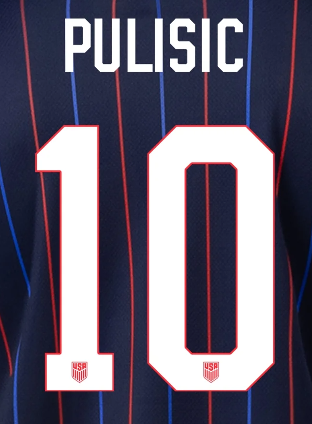 United States USWNT USMNT 2025 Home and Away Official Namesets ( Name and Number)