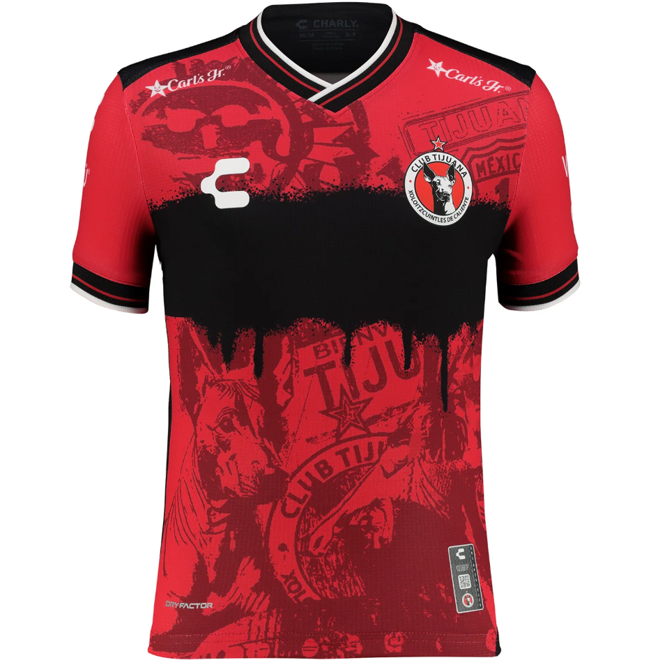 Charly Youth Xolos 2025 - 26 Home Jersey - Red/Black