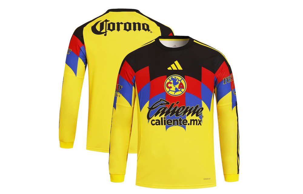 adidas Club America 2025 - 26 Long Sleeve Home Jersey - Yellow/Red/Black