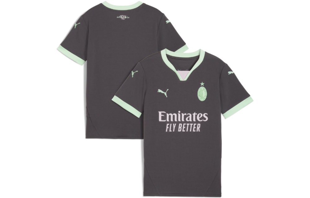 Puma Youth AC Milan 2024 - 25 Third Jersey - Shadow Gray/Fresh Mint