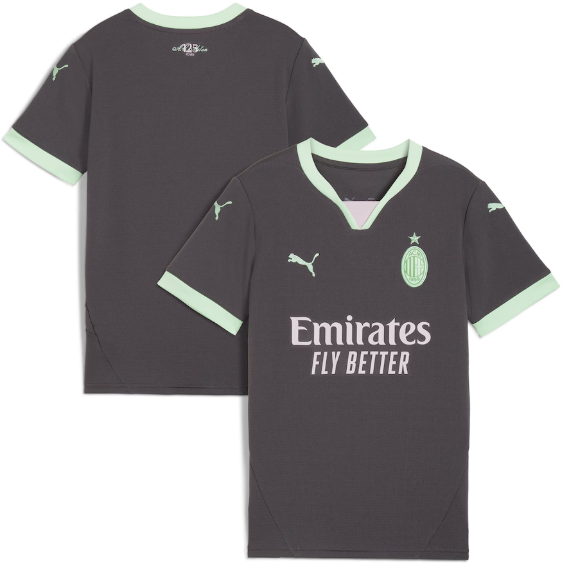 Puma Youth AC Milan 2024 - 25 Third Jersey - Shadow Gray/Fresh Mint