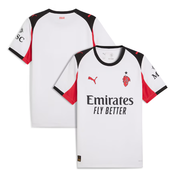 Puma AC Milan 2025 - 26 Away Jersey - White/Red/Black
