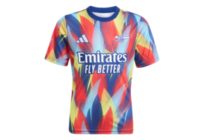 adidas Youth Arsenal 2025 - 26 Prematch Training Jersey- Victory Blue/Pure Ruby/Yellow/Bright Cyan