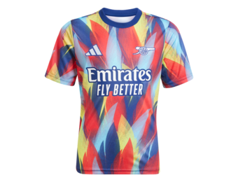 adidas Youth Arsenal 2025 - 26 Prematch Training Jersey- Victory Blue/Pure Ruby/Yellow/Bright Cyan