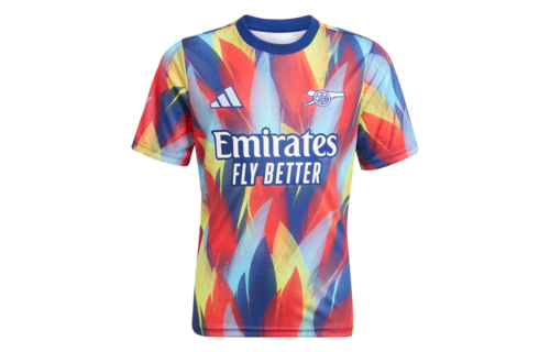 adidas Youth Arsenal 2025 - 26 Prematch Training Jersey- Victory Blue/Pure Ruby/Yellow/Bright Cyan