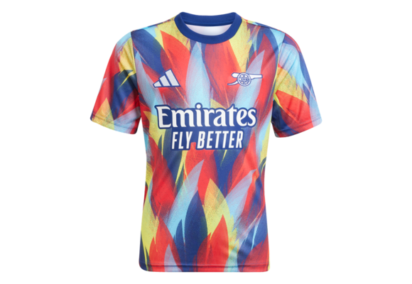 adidas Youth Arsenal 2025 - 26 Prematch Training Jersey- Victory Blue/Pure Ruby/Yellow/Bright Cyan