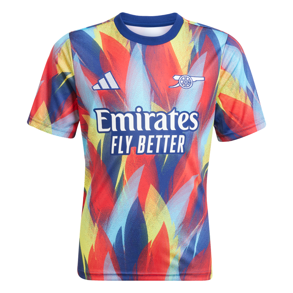 adidas Youth Arsenal 2025 - 26 Prematch Training Jersey- Victory Blue/Pure Ruby/Yellow/Bright Cyan