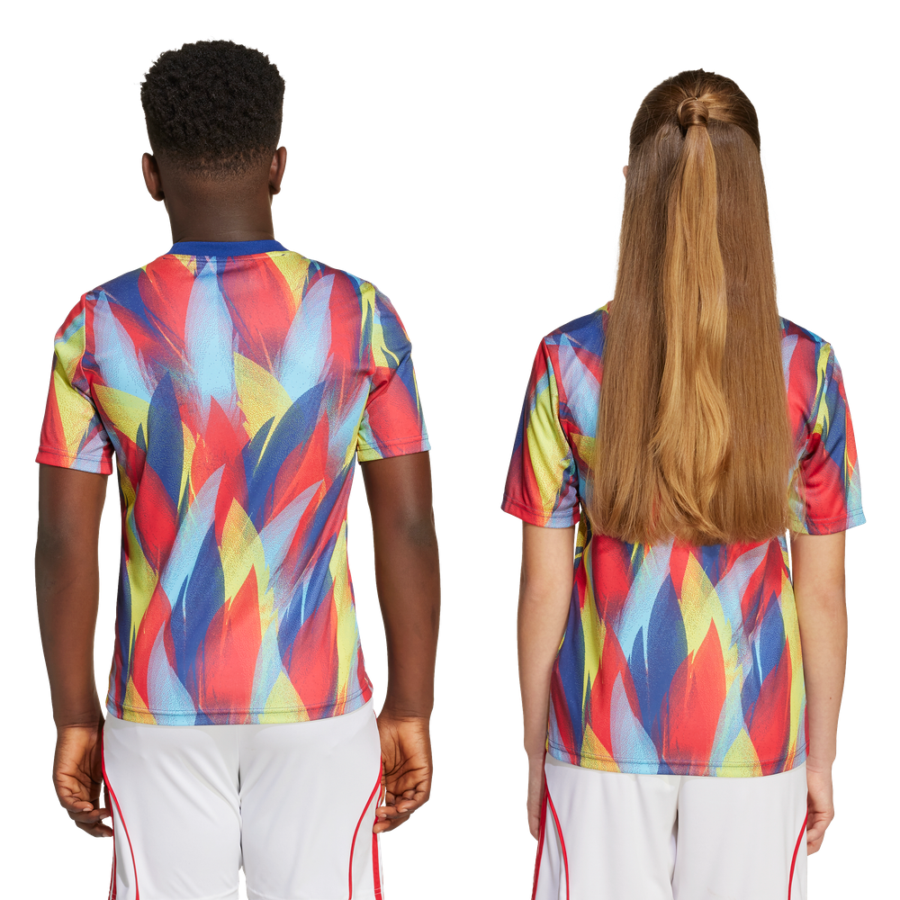 adidas Youth Arsenal 2025 - 26 Prematch Training Jersey- Victory Blue/Pure Ruby/Yellow/Bright Cyan