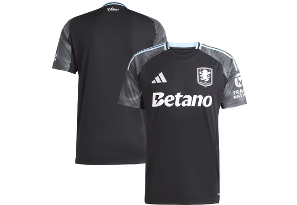 adidas Aston Villa 2025 - 26 Away Jersey - Black/Glow Blue