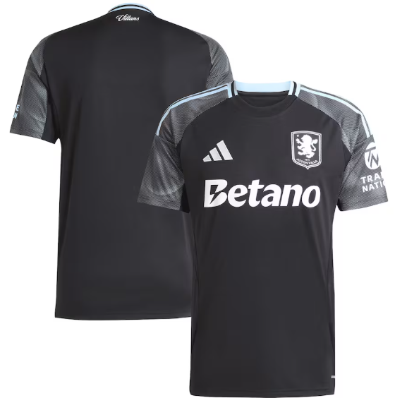 adidas Aston Villa 2025 - 26 Away Jersey - Black/Glow Blue