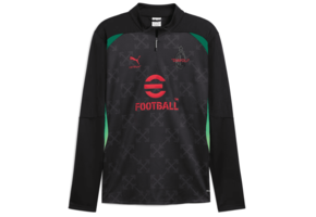 Puma AC Milan x OFF WHITE 2024 - 25 PreMatch Quarter Zip Training Top - Black/Red/Green