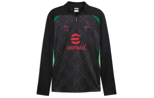 Puma AC Milan x OFF WHITE 2024 - 25 PreMatch Quarter Zip Training Top - Black/Red/Green