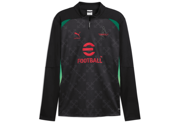 Puma AC Milan x OFF WHITE 2024 - 25 PreMatch Quarter Zip Training Top - Black/Red/Green