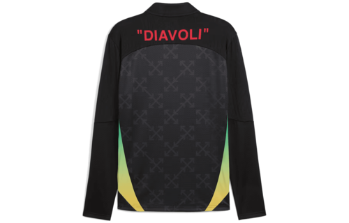 Puma AC Milan x OFF WHITE 2024 - 25 PreMatch Quarter Zip Training Top - Black/Red/Green