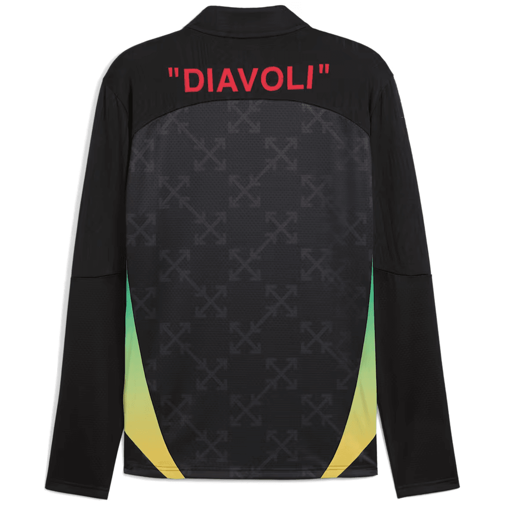 Puma AC Milan x OFF WHITE 2024 - 25 PreMatch Quarter Zip Training Top - Black/Red/Green