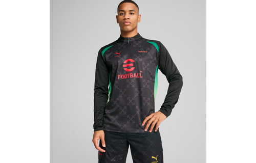 Puma AC Milan x OFF WHITE 2024 - 25 PreMatch Quarter Zip Training Top - Black/Red/Green