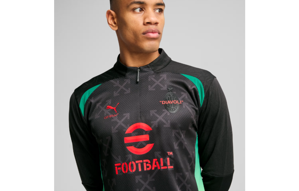 Puma AC Milan x OFF WHITE 2024 - 25 PreMatch Quarter Zip Training Top - Black/Red/Green