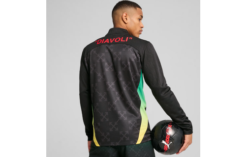 Puma AC Milan x OFF WHITE 2024 - 25 PreMatch Quarter Zip Training Top - Black/Red/Green