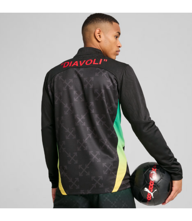 Puma Puma AC Milan x OFF WHITE 2024 - 25 PreMatch Quarter Zip Training Top - Black/Red/Green