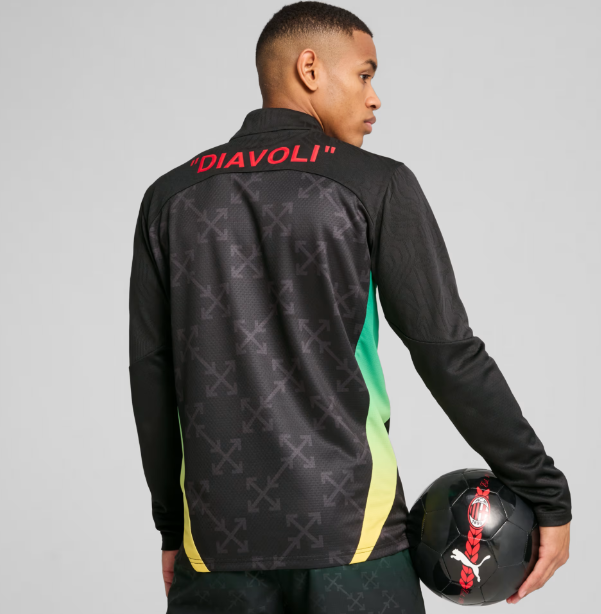 Puma AC Milan x OFF WHITE 2024 - 25 PreMatch Quarter Zip Training Top - Black/Red/Green