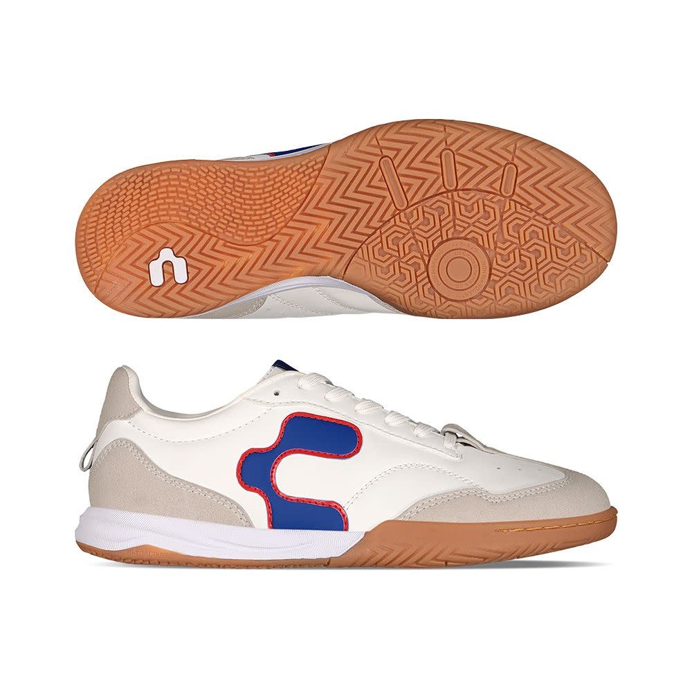 Charly Youth Campista PU Indoor Soccer Shoes - White/Blue/Red