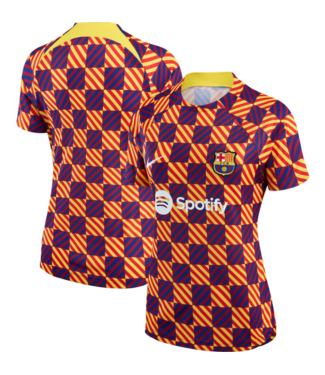 Nike Nike Barcelona 2024 - 25 Womens Prematch Raglan Training Jersey - Yellow/Gold/Red