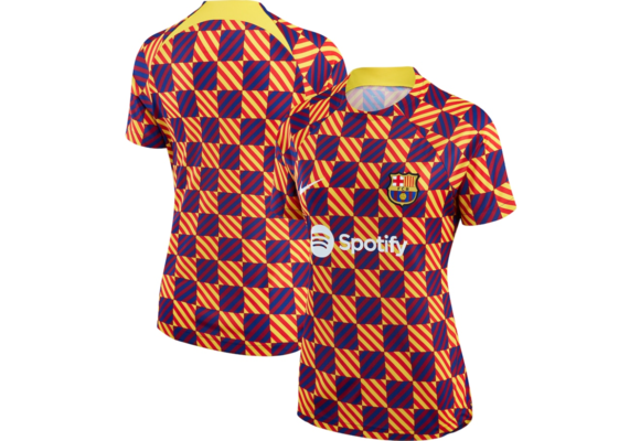 Nike Barcelona 2024 - 25 Womens Prematch Raglan Training Jersey - Yellow/Gold/Red