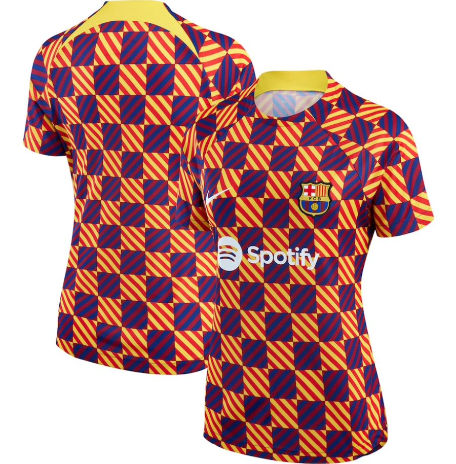 Nike Barcelona 2024 - 25 Womens Prematch Raglan Training Jersey - Yellow/Gold/Red