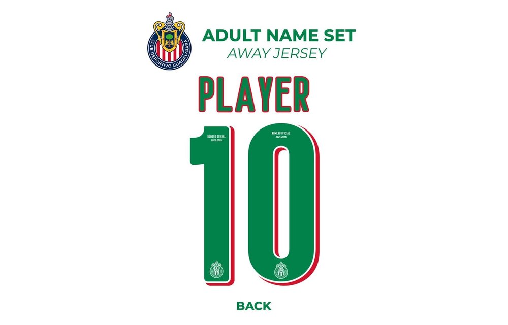 Liga MX 2025 - 26 Official Nameset ( Name and Number Set)