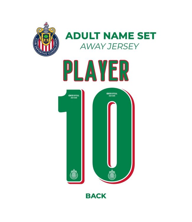 Uni-Sport Liga MX 2025 - 26 Official Nameset ( Name and Number Set)