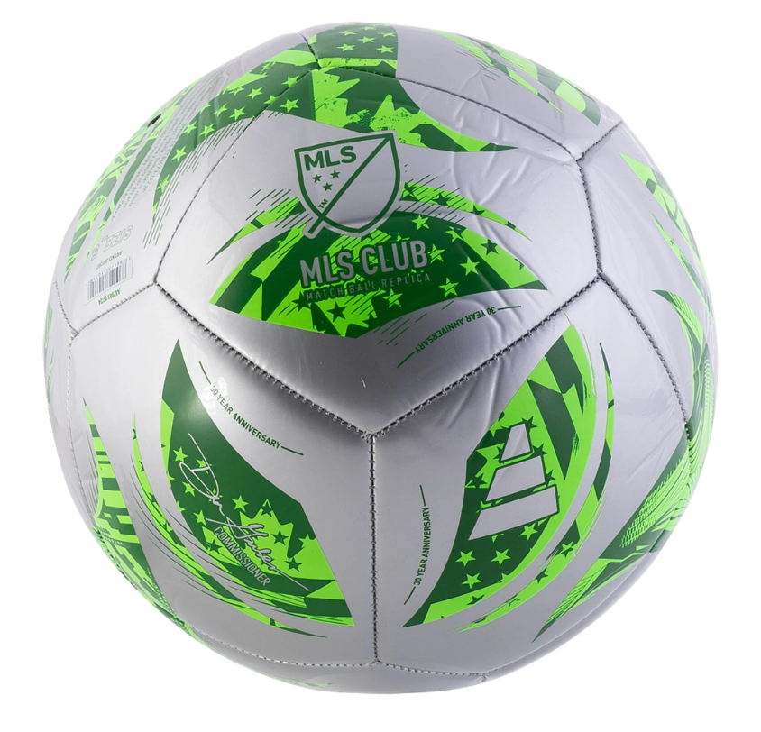 adidas 2025 MLS Club Soccer Ball - Silver Metallic/Green