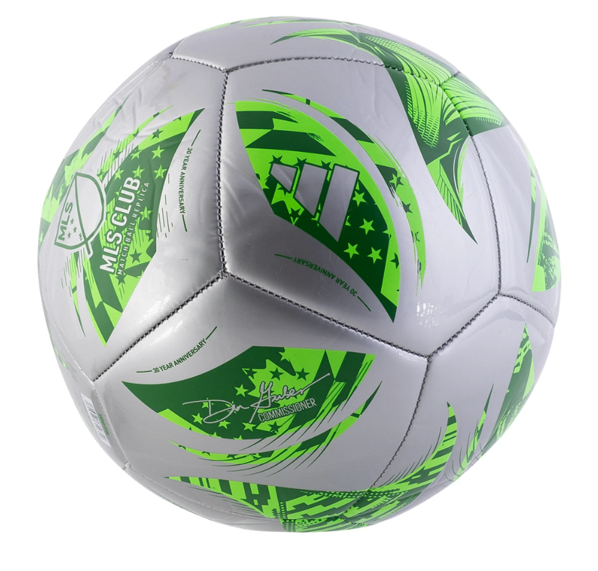 adidas 2025 MLS Club Soccer Ball - Silver Metallic/Green