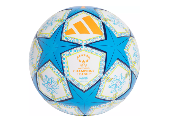adidas Womens UCL Champions League 2024 - 25 FIFA Quality Ball - White/Blue/Orange