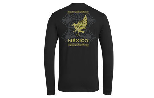 adidas Mexico 2025 De Oro Long Sleeve Fan Shirt - Black/Gold
