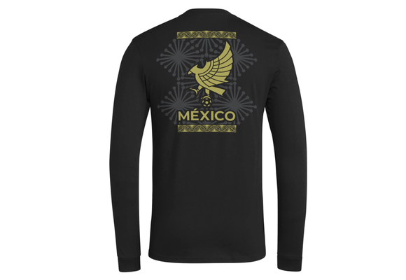 adidas Mexico 2025 De Oro Long Sleeve Fan Shirt - Black/Gold