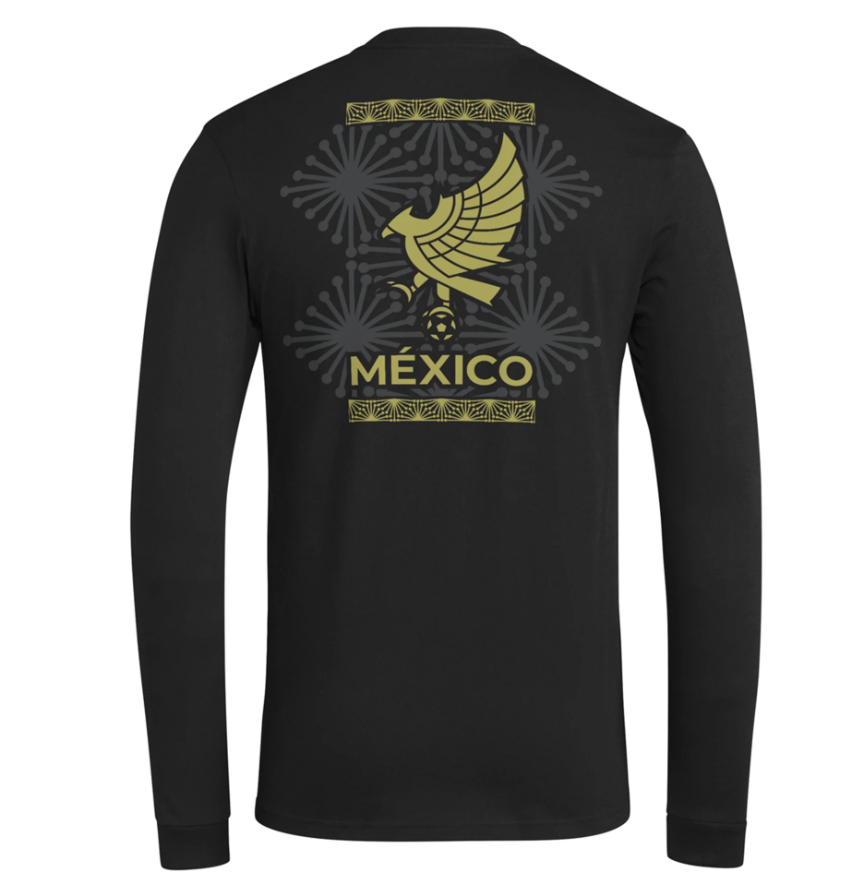 adidas Mexico 2025 De Oro Long Sleeve Fan Shirt - Black/Gold