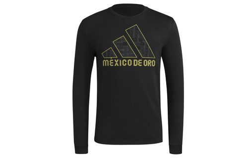 adidas Mexico 2025 De Oro Long Sleeve Fan Shirt - Black/Gold