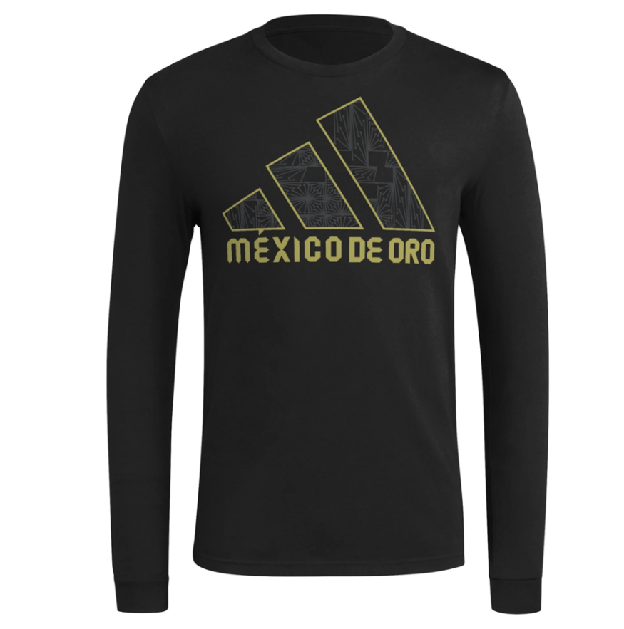 adidas Mexico 2025 De Oro Long Sleeve Fan Shirt - Black/Gold