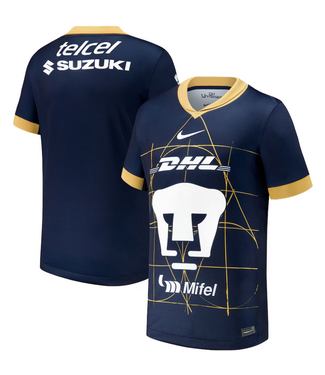 Nike Nike Youth Pumas UNAM 2024 -25 Away Jersey - Obsidian/Truly Gold/White